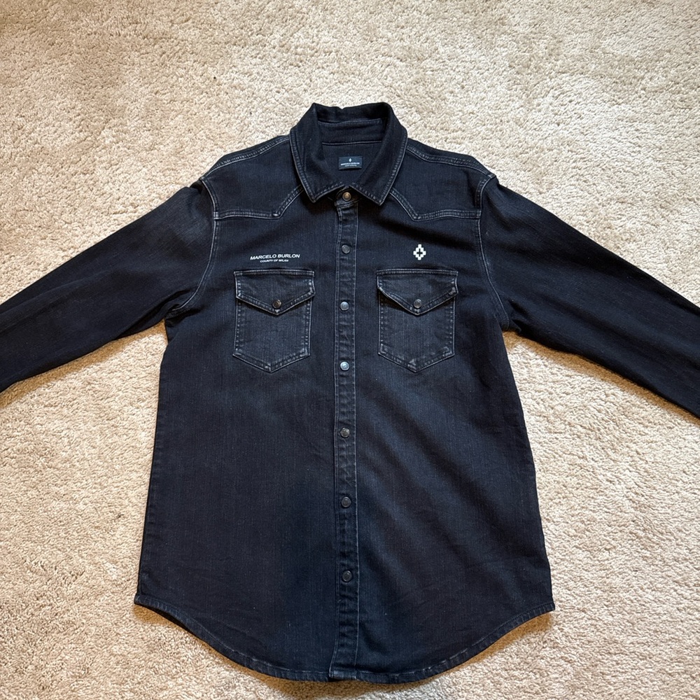 Black Denim Button-Up Shirt